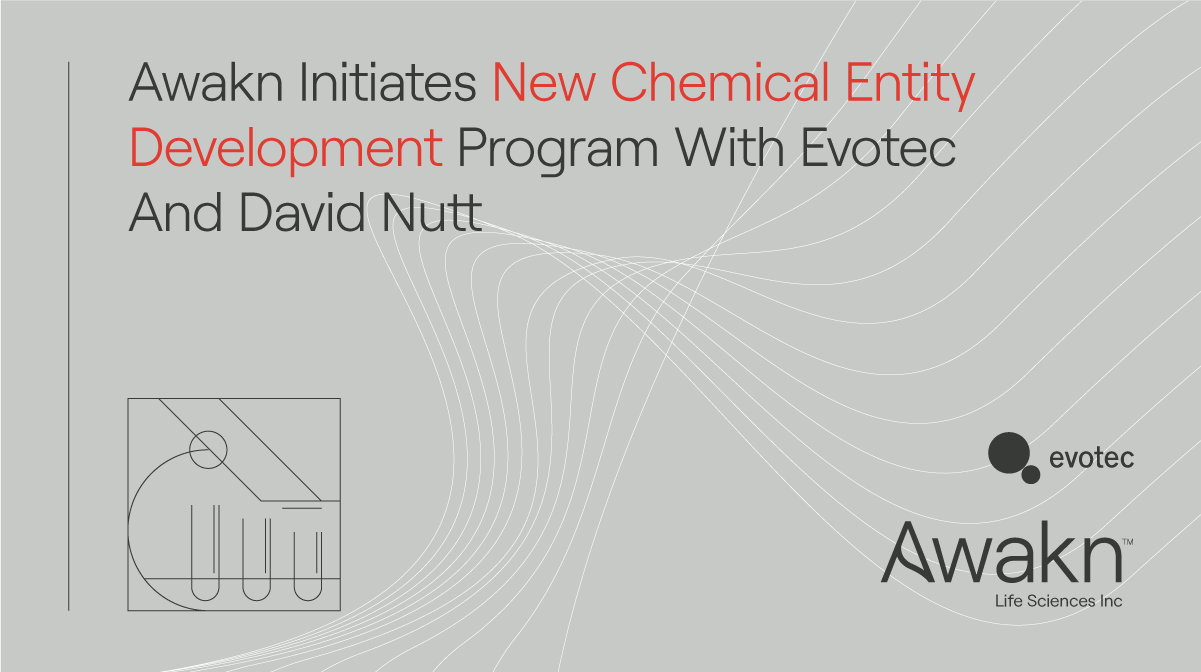 Illustration of Awakn and Evotec collaboration in the context of their New Chemical Entity Program