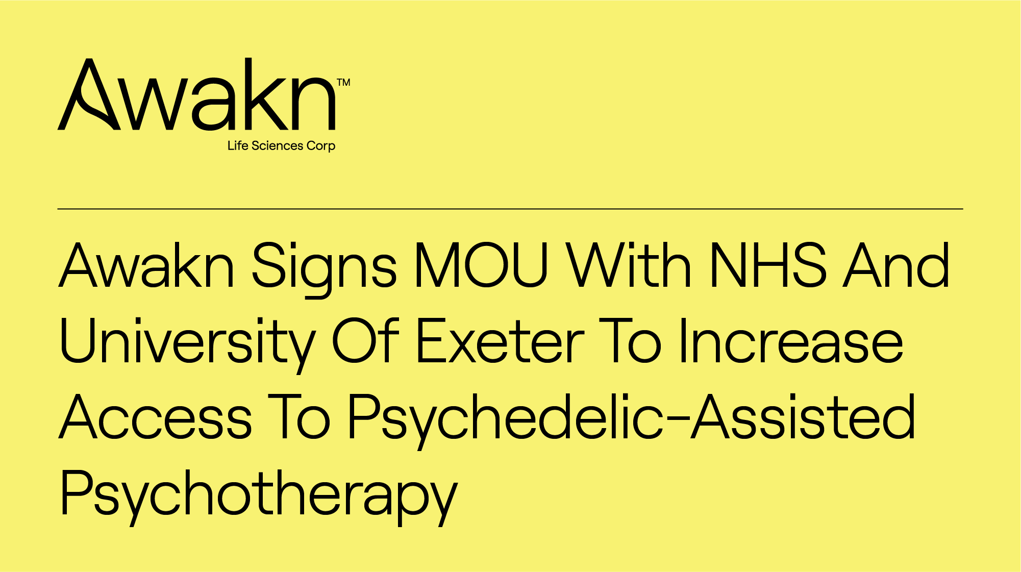 Awakn Signs MOU With NHS And University Of Exeter To Increase Access To Psychedelic-Assisted Psychotherapy