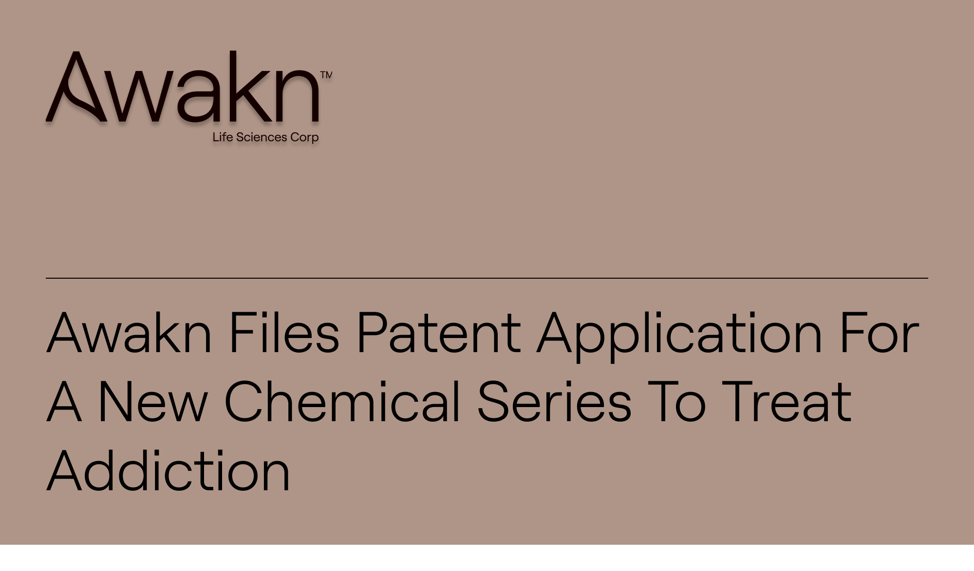 Awakn Files Patent Application For A New Chemical Series To Treat Addiction