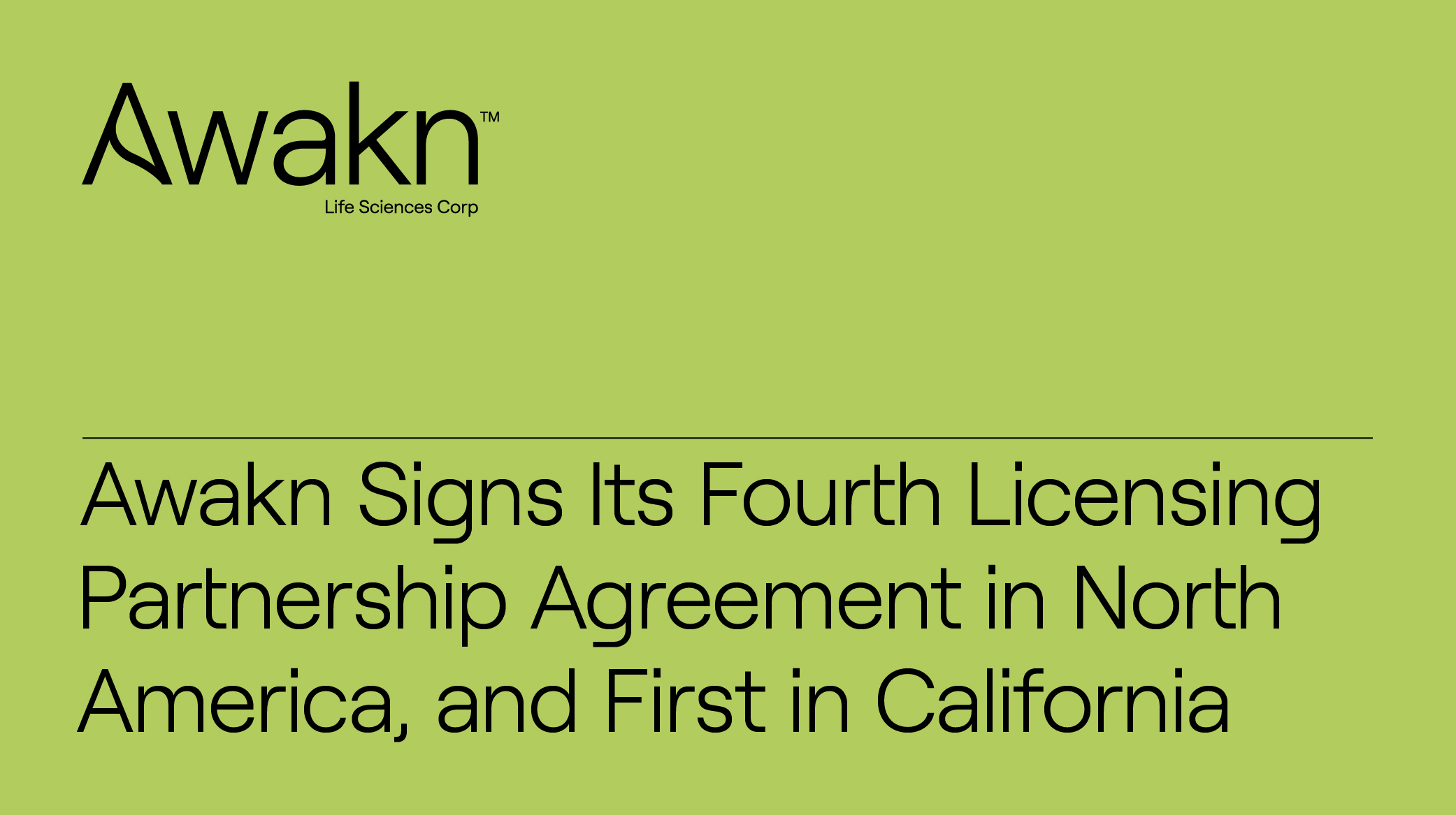 Awakn Life Sciences Signs its Fourth Licensing Partnership Agreement In North America, And First In California