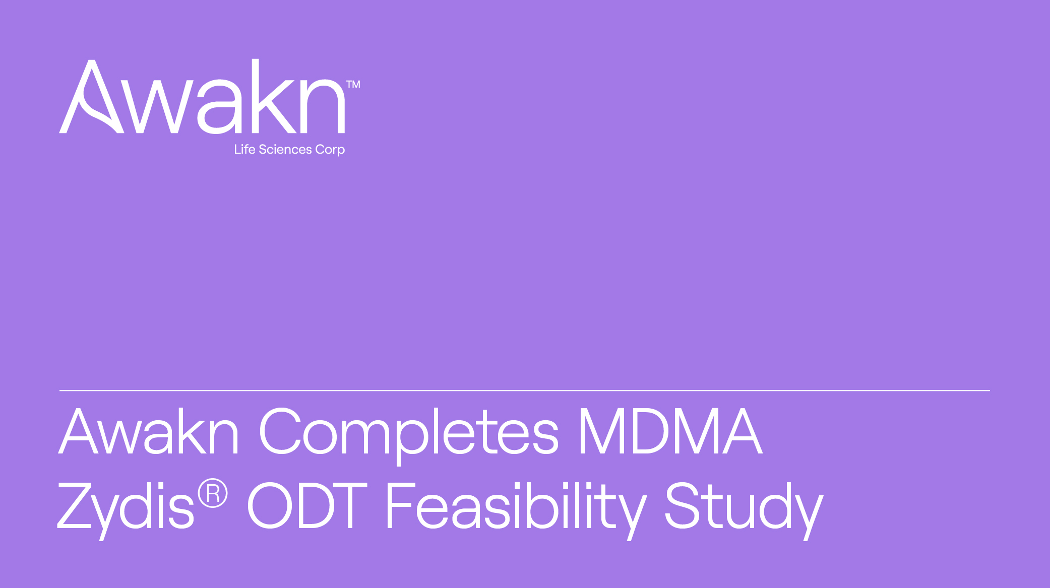 Awakn Life Sciences Completes MDMA Zydis® ODT Feasibility Study